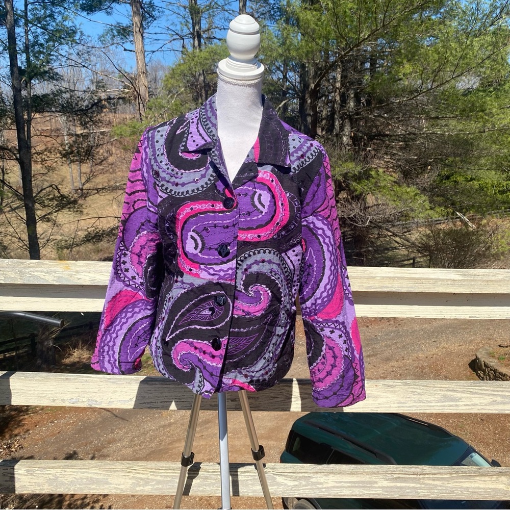Choices Purple and Pink Paisley Blazer
